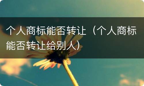 个人商标能否转让（个人商标能否转让给别人）