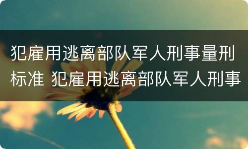犯雇用逃离部队军人刑事量刑标准 犯雇用逃离部队军人刑事量刑标准是多少
