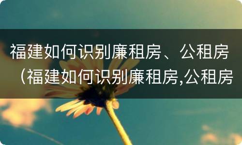 福建如何识别廉租房、公租房（福建如何识别廉租房,公租房在哪里）