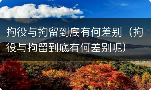拘役与拘留到底有何差别（拘役与拘留到底有何差别呢）