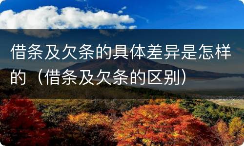借条及欠条的具体差异是怎样的（借条及欠条的区别）