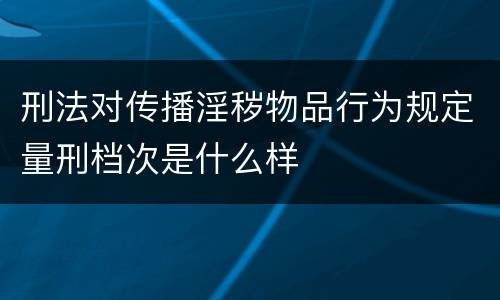 刑法对传播淫秽物品行为规定量刑档次是什么样
