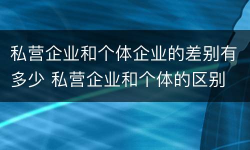 私营企业和个体企业的差别有多少 私营企业和个体的区别