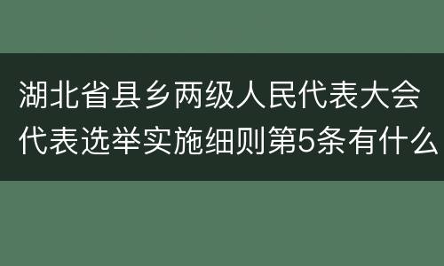 湖北省县乡两级人民代表大会代表选举实施细则第5条有什么规定