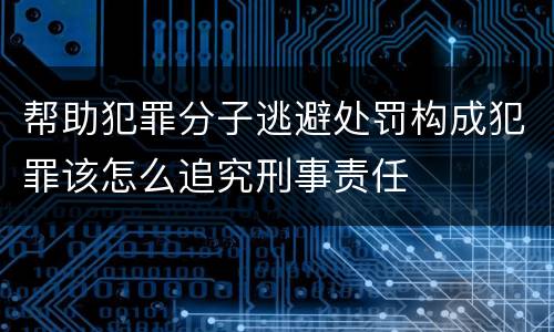 帮助犯罪分子逃避处罚构成犯罪该怎么追究刑事责任