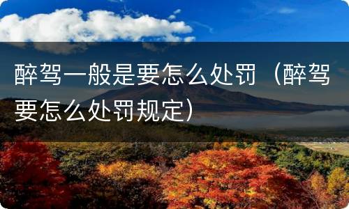 醉驾一般是要怎么处罚（醉驾要怎么处罚规定）
