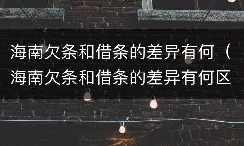 海南欠条和借条的差异有何（海南欠条和借条的差异有何区别呢）