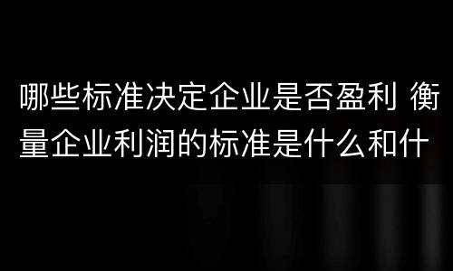 哪些标准决定企业是否盈利 衡量企业利润的标准是什么和什么
