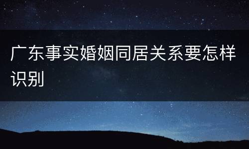 广东事实婚姻同居关系要怎样识别