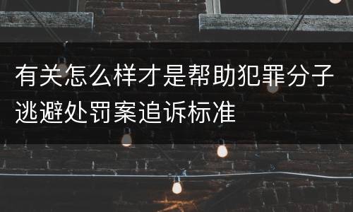 有关怎么样才是帮助犯罪分子逃避处罚案追诉标准