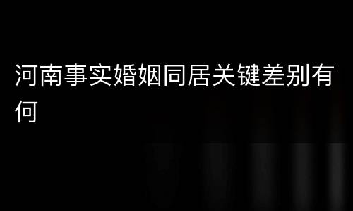 河南事实婚姻同居关键差别有何
