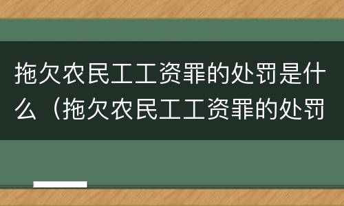 拖欠农民工工资罪的处罚是什么（拖欠农民工工资罪的处罚是什么标准）