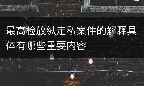 最高检放纵走私案件的解释具体有哪些重要内容