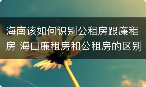 海南该如何识别公租房跟廉租房 海口廉租房和公租房的区别