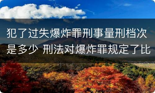 犯了过失爆炸罪刑事量刑档次是多少 刑法对爆炸罪规定了比过失爆炸罪