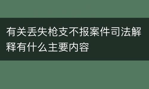 有关丢失枪支不报案件司法解释有什么主要内容