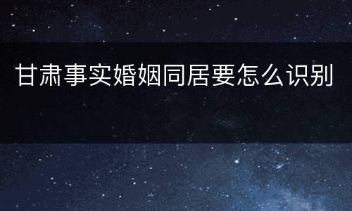 甘肃事实婚姻同居要怎么识别