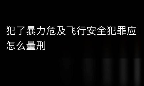 犯了暴力危及飞行安全犯罪应怎么量刑