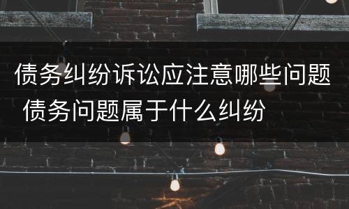 债务纠纷诉讼应注意哪些问题 债务问题属于什么纠纷