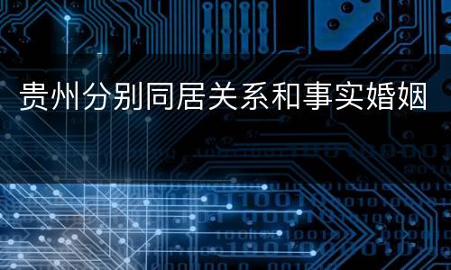 贵州分别同居关系和事实婚姻