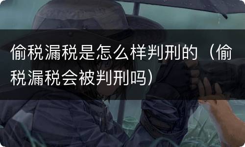 偷税漏税是怎么样判刑的（偷税漏税会被判刑吗）