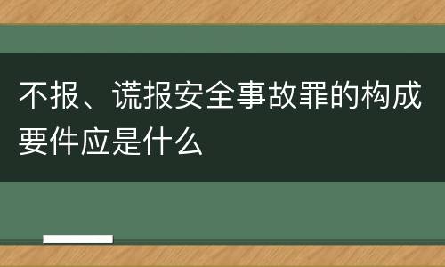 不报、谎报安全事故罪的构成要件应是什么