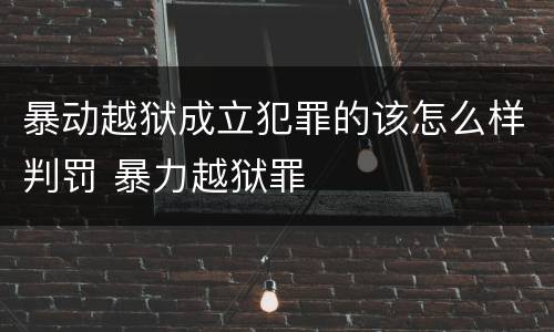 暴动越狱成立犯罪的该怎么样判罚 暴力越狱罪