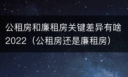 公租房和廉租房关键差异有啥2022（公租房还是廉租房）