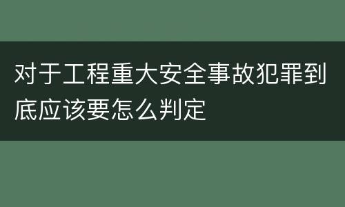 对于工程重大安全事故犯罪到底应该要怎么判定
