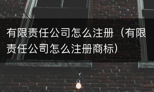 有限责任公司怎么注册（有限责任公司怎么注册商标）
