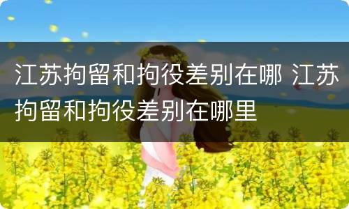 江苏拘留和拘役差别在哪 江苏拘留和拘役差别在哪里