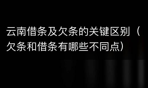 云南借条及欠条的关键区别（欠条和借条有哪些不同点）