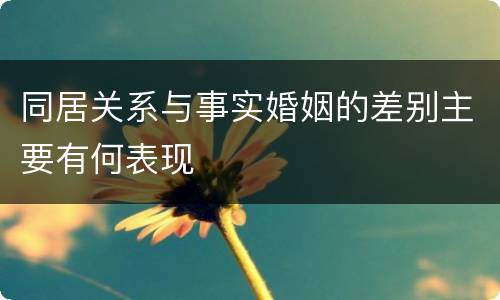 同居关系与事实婚姻的差别主要有何表现