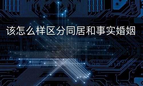 该怎么样区分同居和事实婚姻