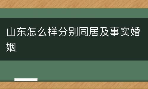山东怎么样分别同居及事实婚姻