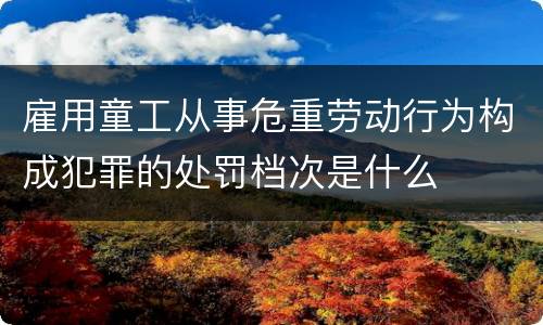 雇用童工从事危重劳动行为构成犯罪的处罚档次是什么