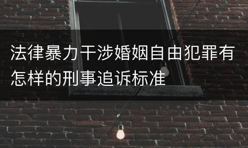 法律暴力干涉婚姻自由犯罪有怎样的刑事追诉标准