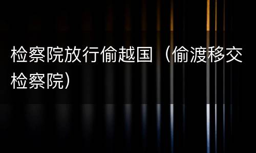 检察院放行偷越国（偷渡移交检察院）