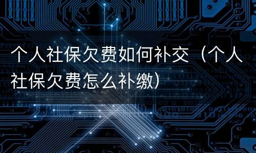 个人社保欠费如何补交（个人社保欠费怎么补缴）