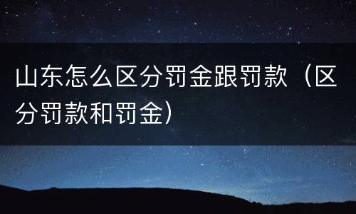 山东怎么区分罚金跟罚款（区分罚款和罚金）