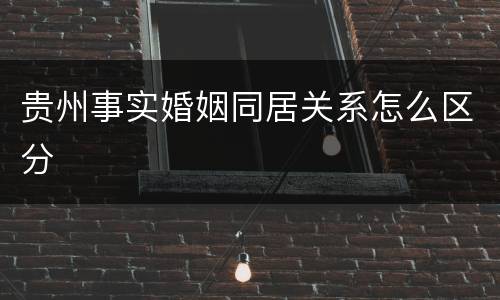 贵州事实婚姻同居关系怎么区分