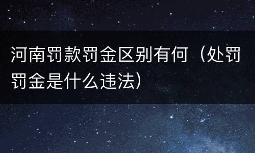 河南罚款罚金区别有何（处罚罚金是什么违法）