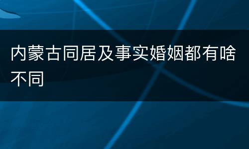 内蒙古同居及事实婚姻都有啥不同