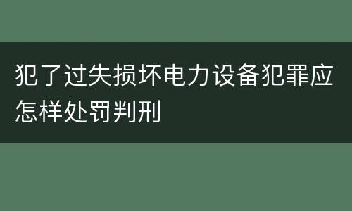 犯了过失损坏电力设备犯罪应怎样处罚判刑
