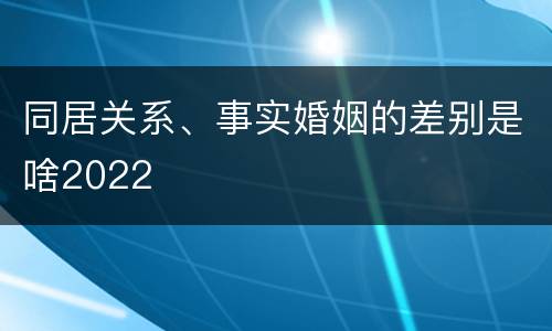 同居关系、事实婚姻的差别是啥2022