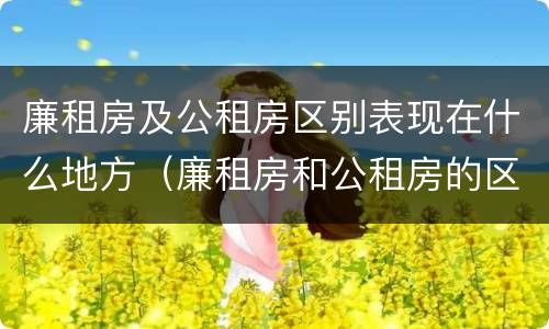 廉租房及公租房区别表现在什么地方（廉租房和公租房的区别到底是什么）
