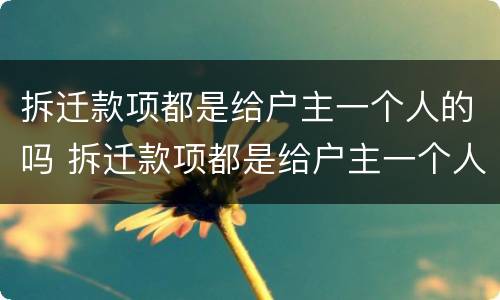 拆迁款项都是给户主一个人的吗 拆迁款项都是给户主一个人的吗怎么分配