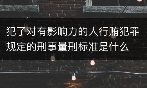 犯了对有影响力的人行贿犯罪规定的刑事量刑标准是什么