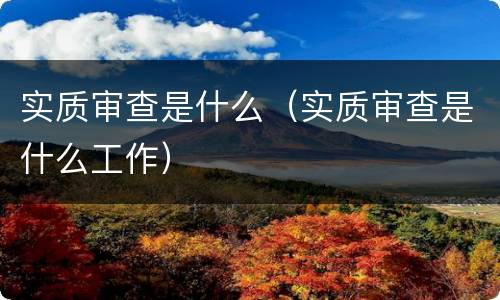 实质审查是什么（实质审查是什么工作）