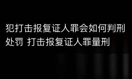 犯打击报复证人罪会如何判刑处罚 打击报复证人罪量刑